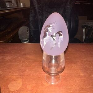 Purple Glass Egg with Horse Design